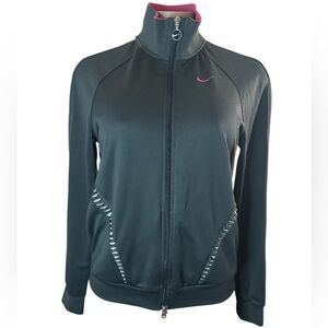 Nike Dri-fit Women’s Jacket Size M (8-10) Gray Pink Full Zip Training Activewear